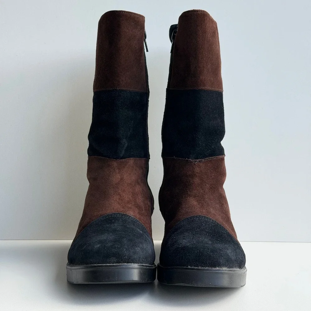 VTG Y2K Patchwork Hush Puppies‎ Boots Women 8.5 Brown Suede Waterproof Canada